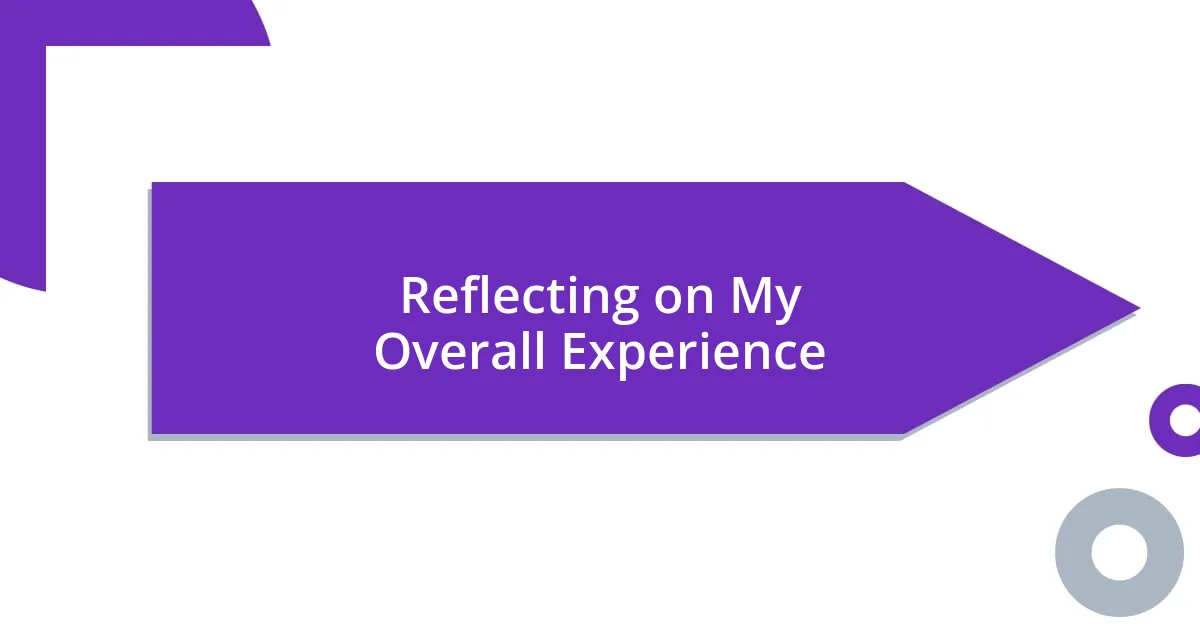 Reflecting on My Overall Experience